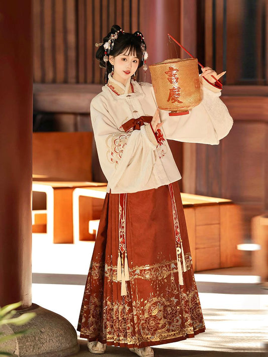 Han Element Series 2025 Hanfu Horse-Face Skirts Vermilion