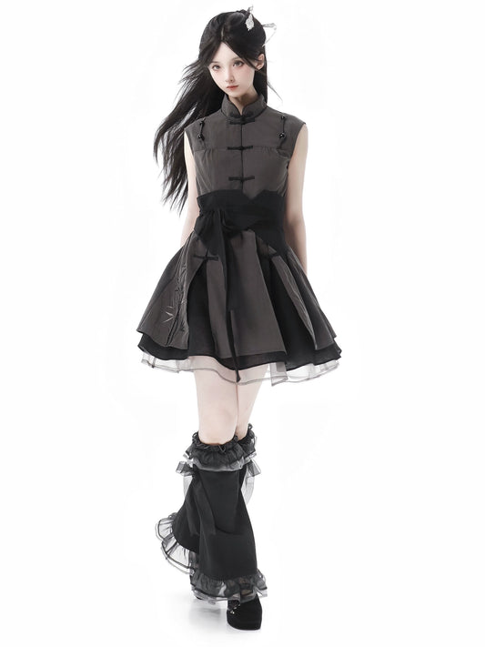New Chinese Style Mix Slim Skirt Cool Sensation Suit