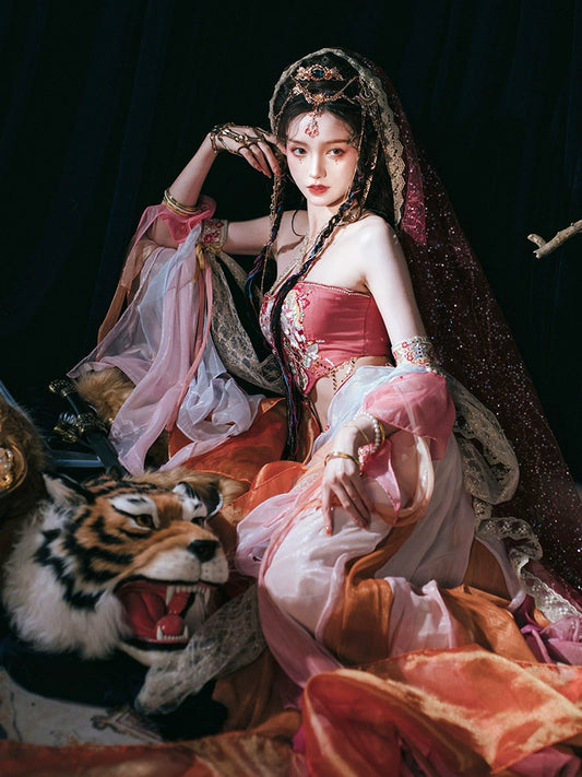 Exotic Series Turquoise-Tressed Dancer Clothing Hanfu