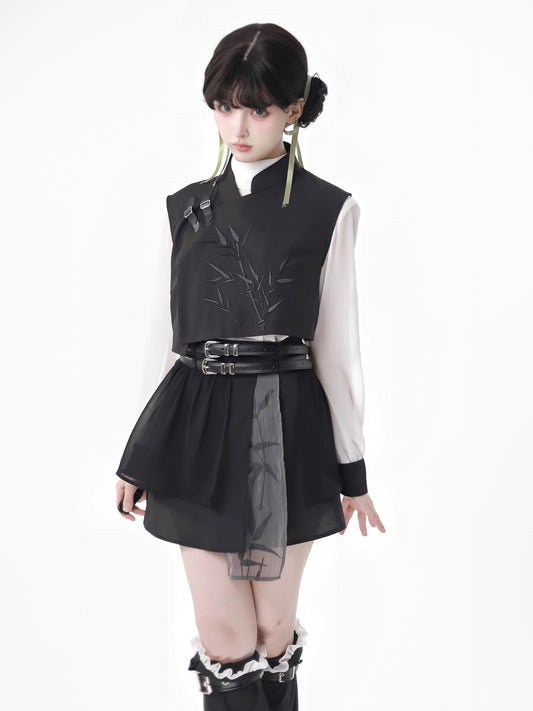 New Chinese Style Mix Slim Skirt Chamber Suit