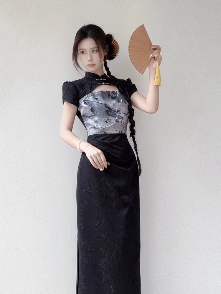 Flower Poetry Hanfu Cheongsam Crane Hiding Smoke