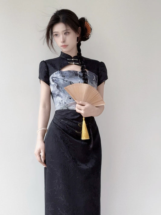 Flower Poetry Hanfu Cheongsam Crane Hiding Smoke