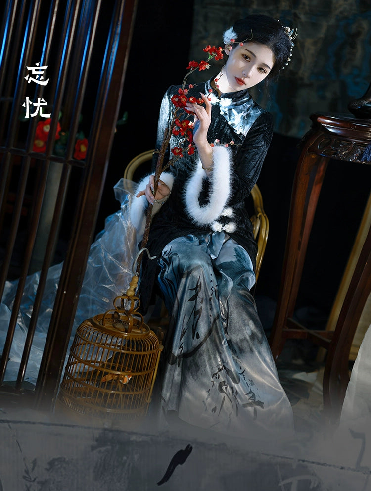 Flower Poetry Hanfu Cheongsam Forget Worries