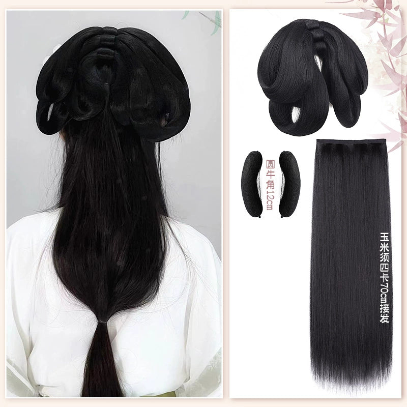 Hanfu Wig Natural Looking Fiber Hair for Women Wei Jin Suit