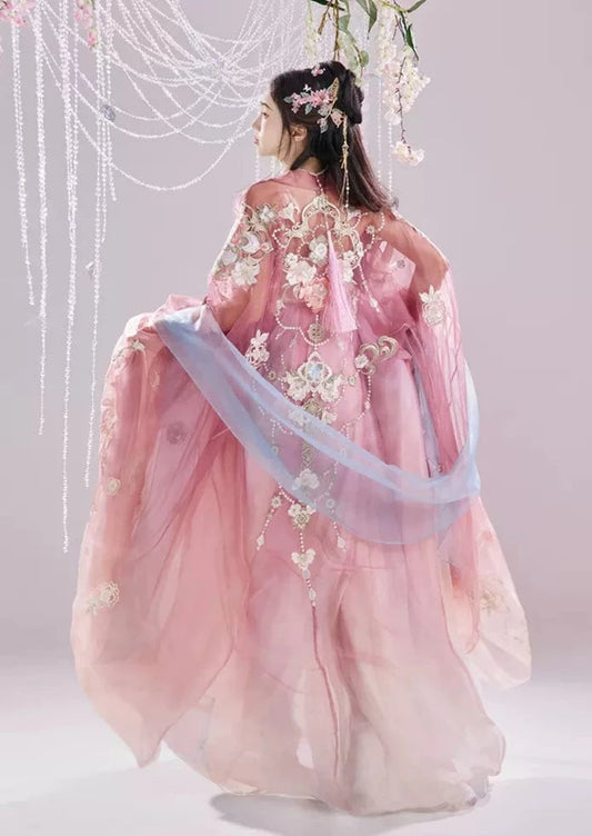 オリジナル漢服 3 点: 唐時代にインスピレーションを得たアンサンブル、刺繍入りの Hezi スカート、春の洗練された漢要素をフィーチャー