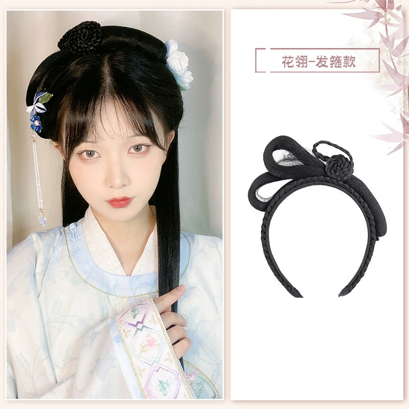Hanfu Wig Natural Looking Fiber Hair for Women Flowers Suit
