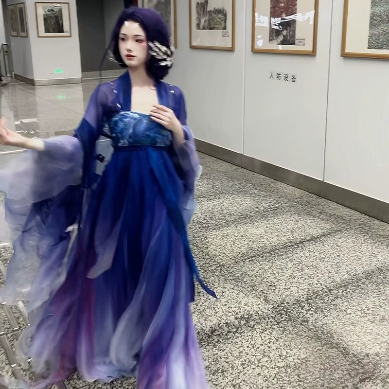 Mythology Series Purple Spirit Dragon Embroidered Myrobalan Skirt Hanfu