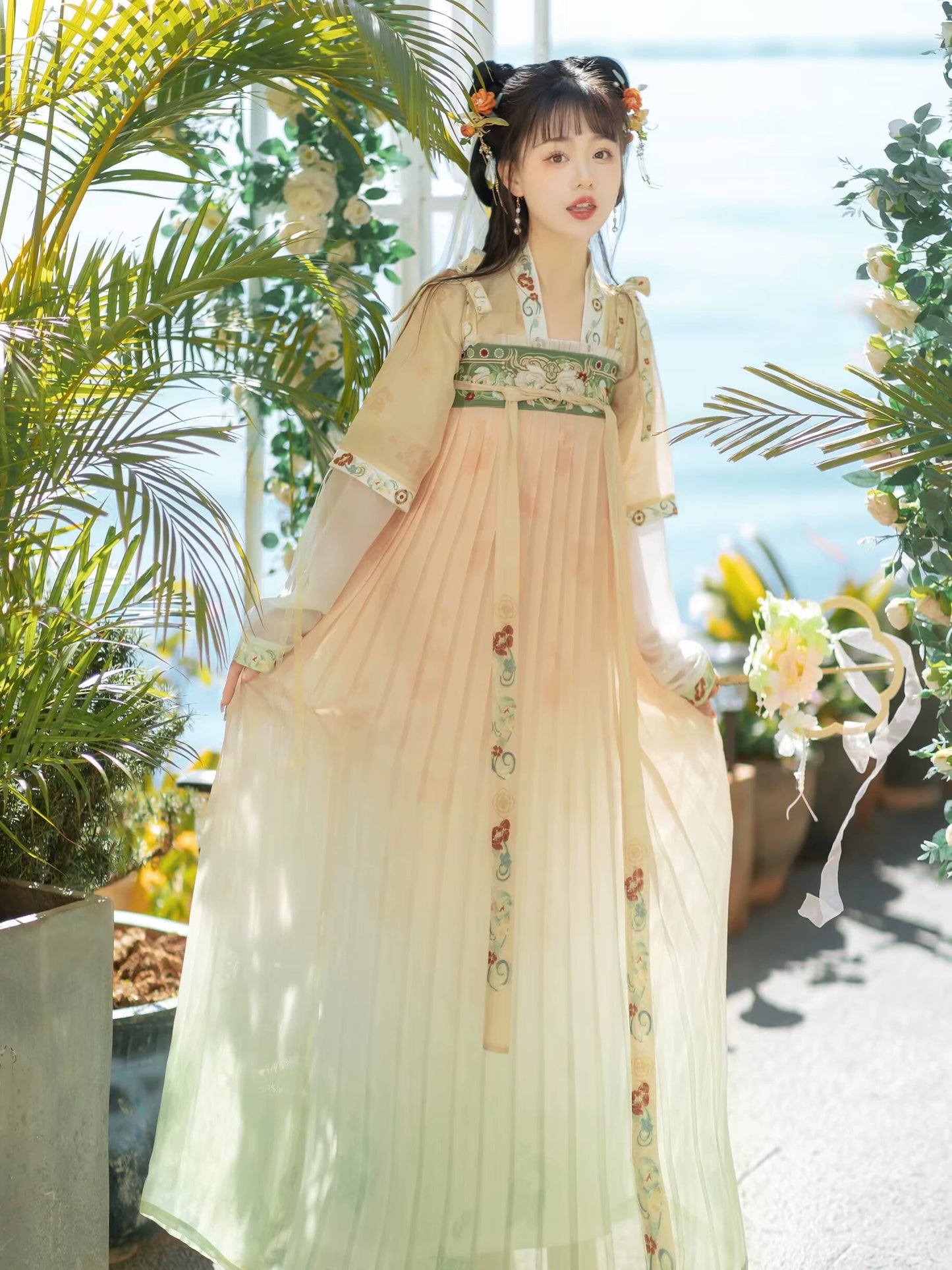 Tang Dynasty Hanfu Female Han Elements Chest-length Skirt
