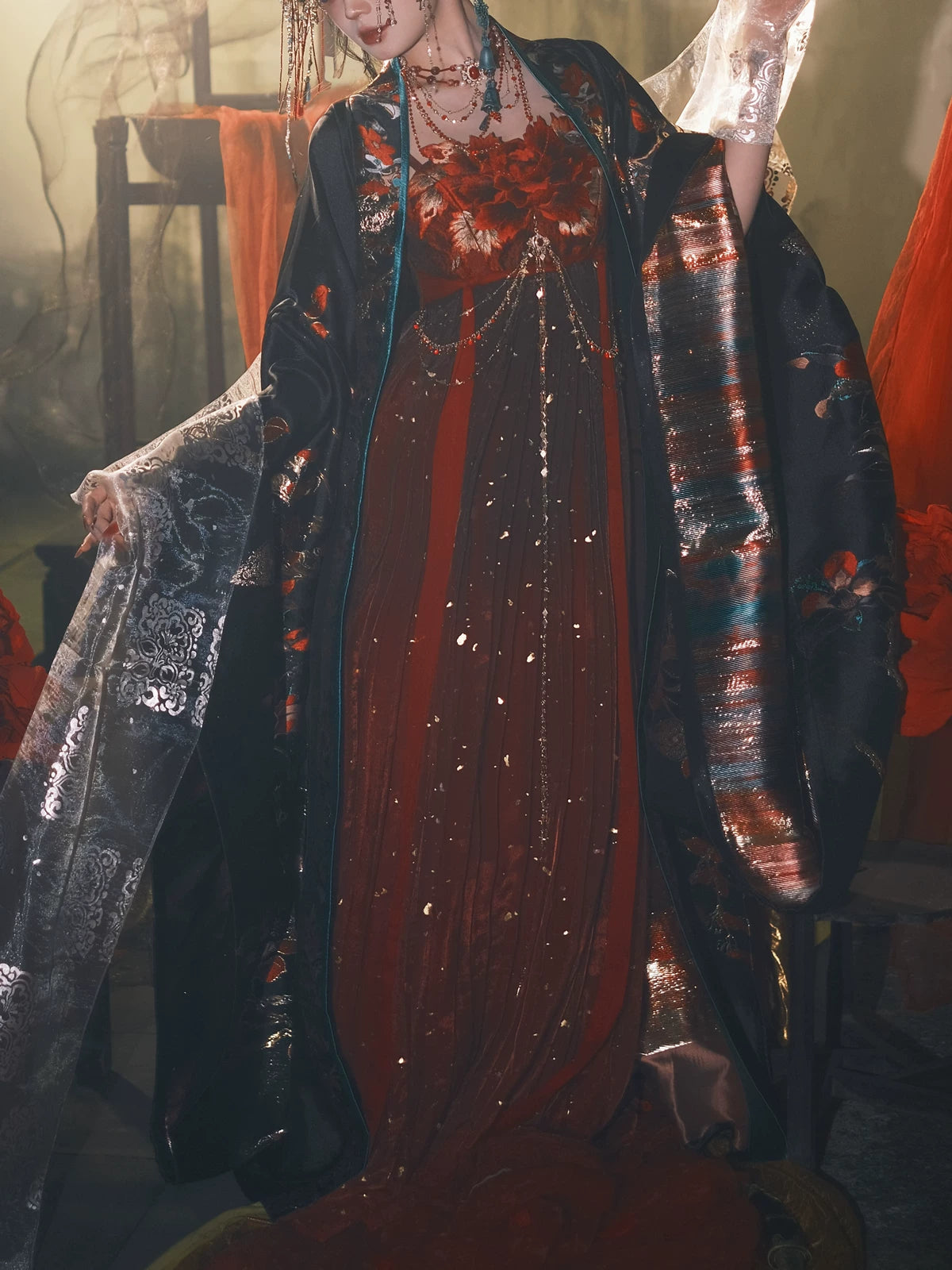 Cloud-Kissing Nature Series Bright Hall Red Han Hanfu