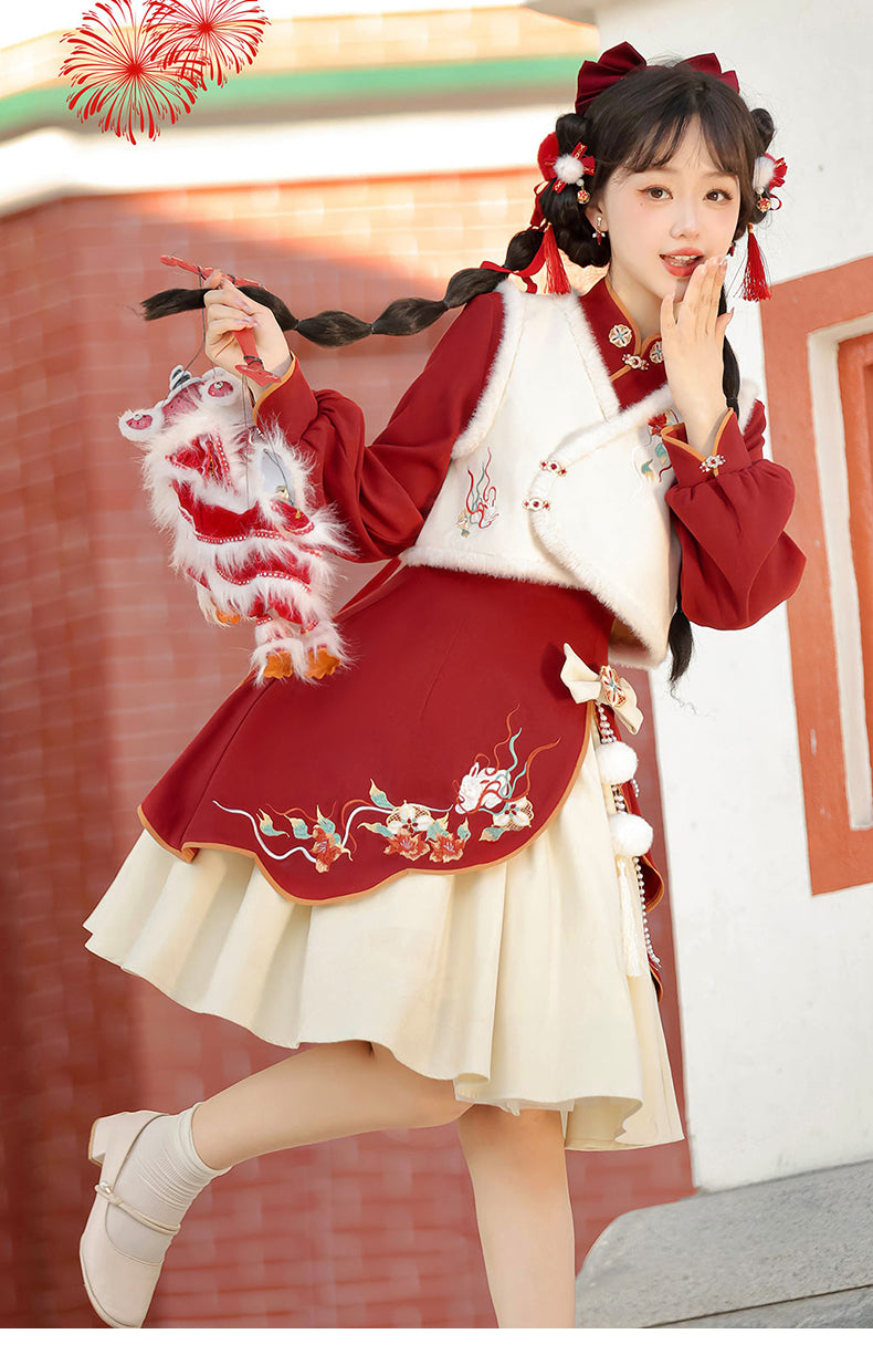 Han Element Series 2025 Hanfu Modified Qipaos Red