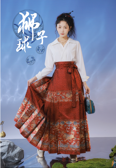 Mamian Radiant Elegance: 2024 新明朝スタイルの赤い漢服女性アンサンブル