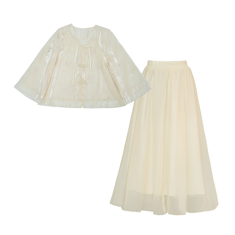 Lookbook Series Plus Size Printing Hanfu 2330+2331 Beige