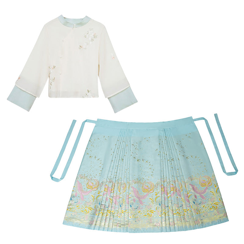 Lookbook Series Plus Size Printing Hanfu 2437+2419 Blue