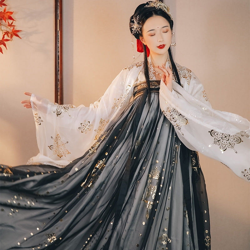 唐代の優美な漢服ドレスセット:女性の春夏向けの優雅でスタイリッシュなアンサンブル
