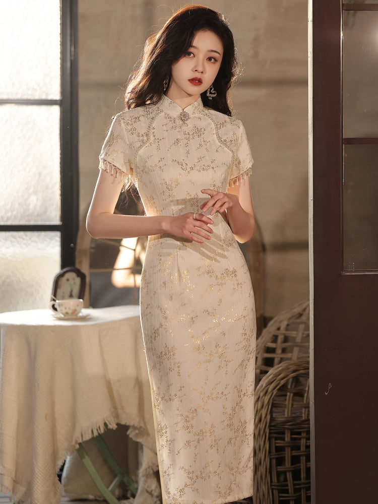 Timeless Elegance: 2024 Summer Edition Lace and Gilt-modified Qipao
