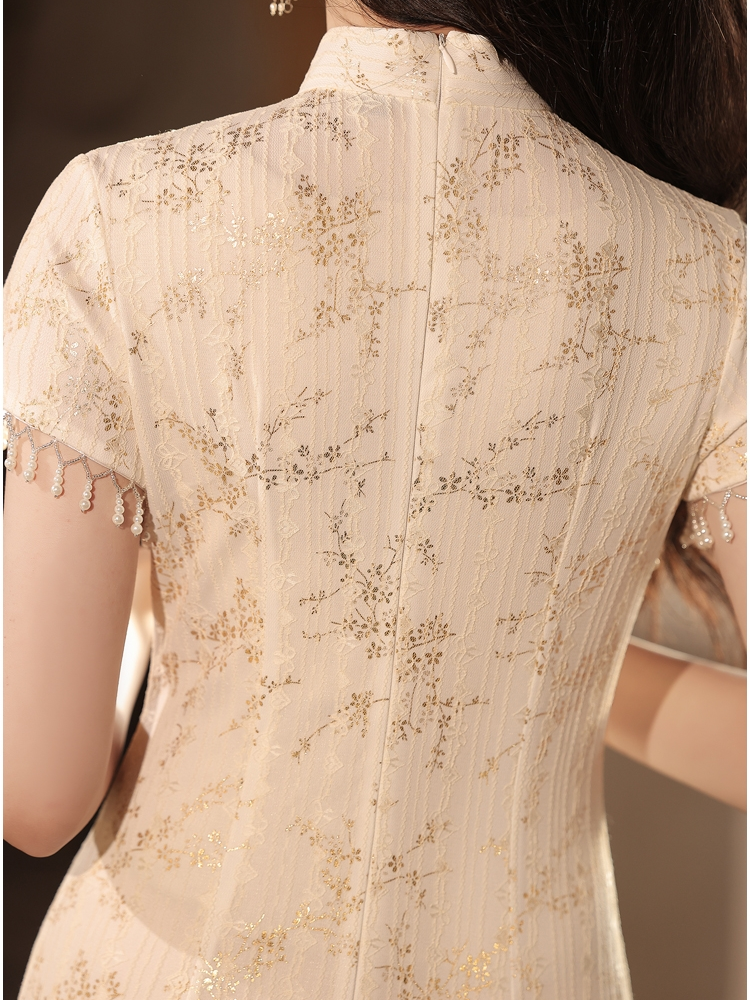 Timeless Elegance: 2024 Summer Edition Lace and Gilt-modified Qipao