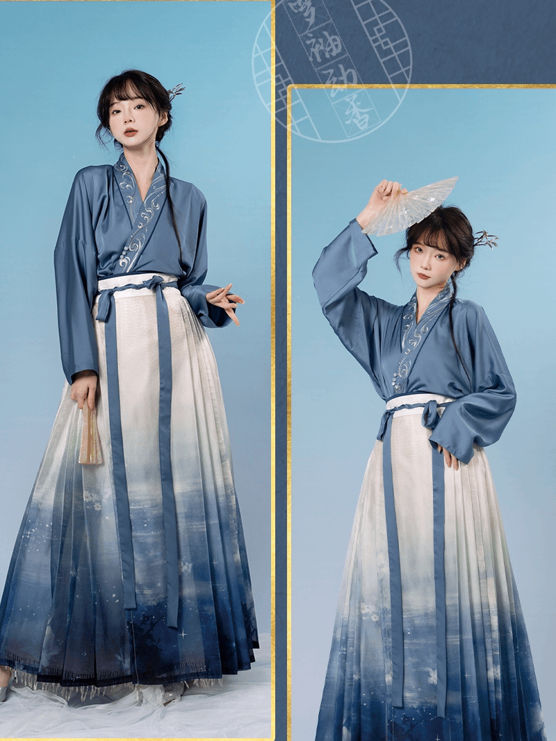 Gradient Modern Hanfu Qipao Cheongsam Dress Skirt, gifts for women 2024