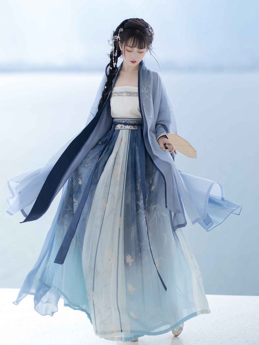 宋代オリジナルの現代化された女性用漢服:腰丈のジャケットとスカートを備えた普段着 - 春夏の新コレクション