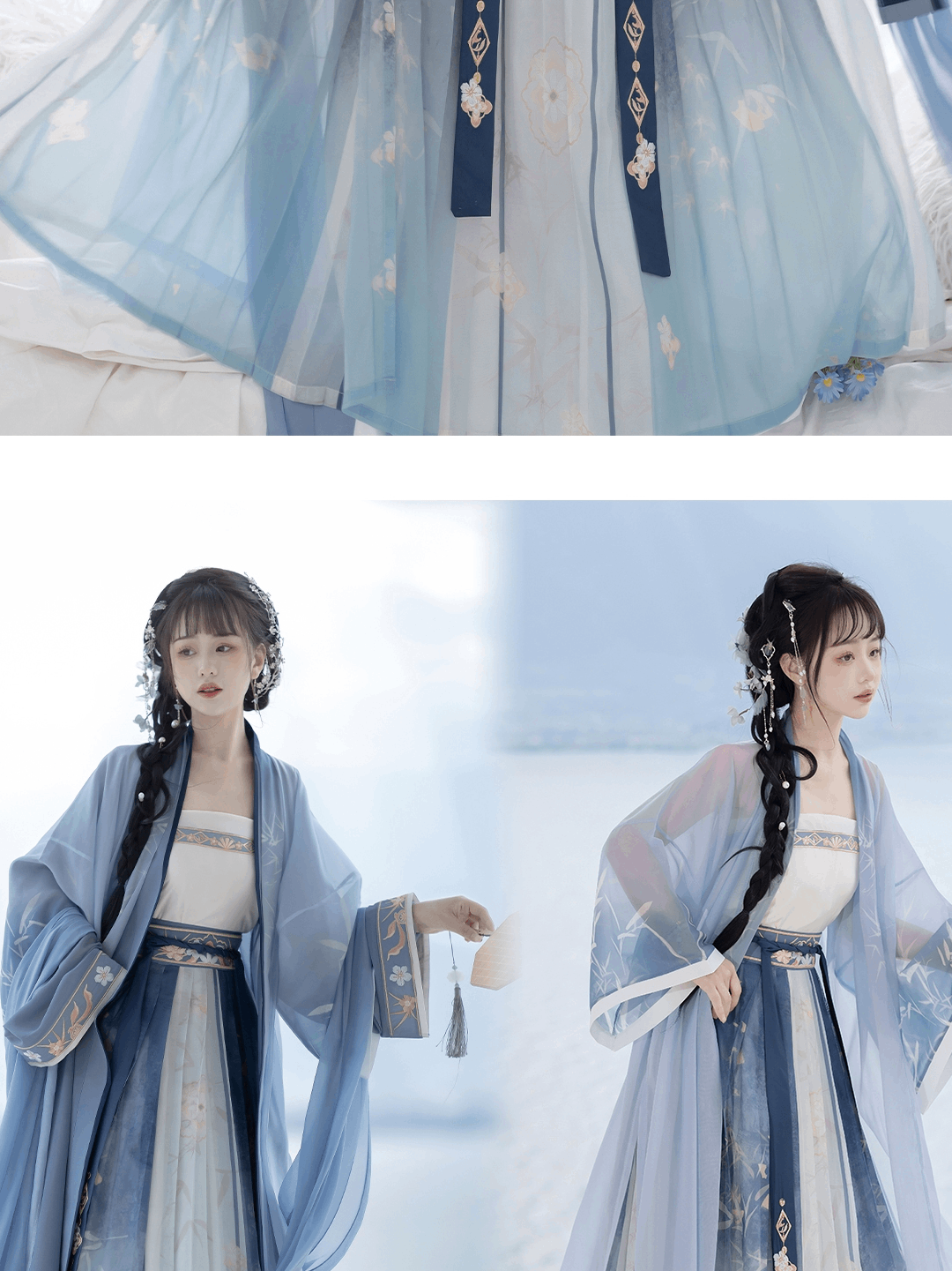 宋代オリジナルの現代化された女性用漢服:腰丈のジャケットとスカートを備えた普段着 - 春夏の新コレクション