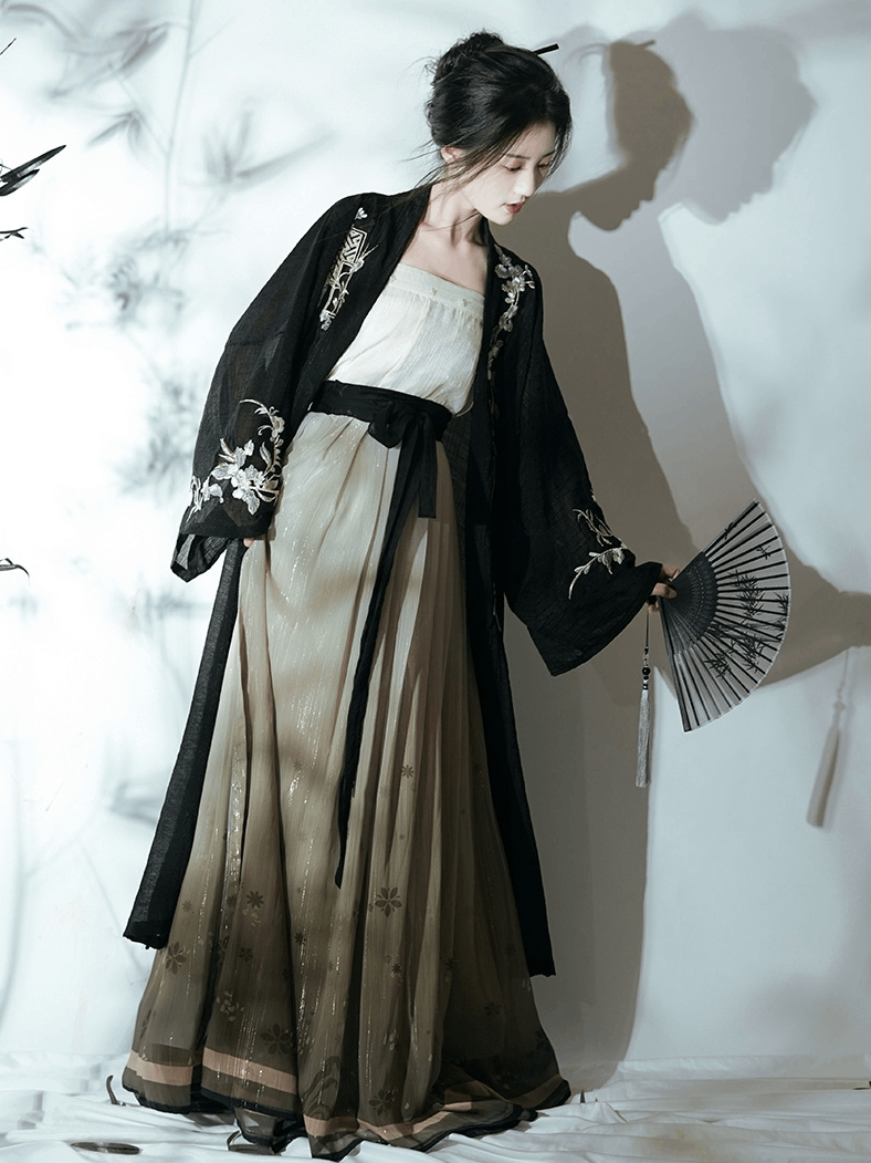 宋代の本格漢服:伝統的な漢服のロングシャツとプリーツスカートの春夏の普段着セット