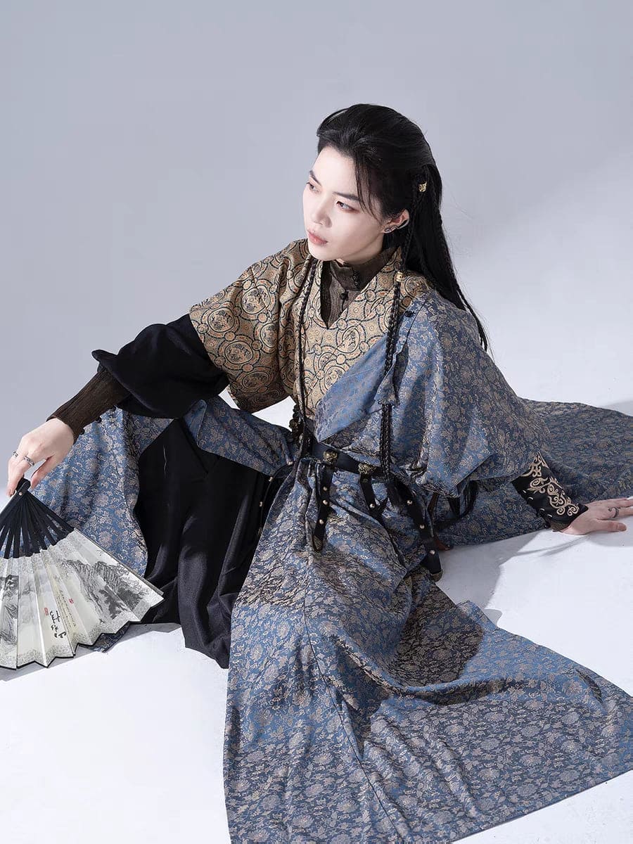 オリジナル漢服: 本物の唐時代の半袖丸首服 - ユニセックス ランウェイ エディション