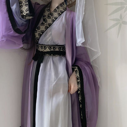 Wei Jin 诗韵 Unisex Hanfu Straight hem Big sleeve shirt