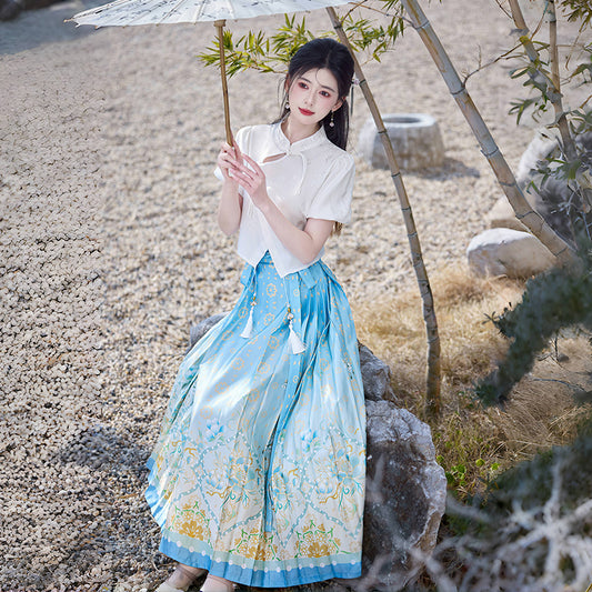 Lookbook Series Plus Size Printing Hanfu 2326+12177 Blue