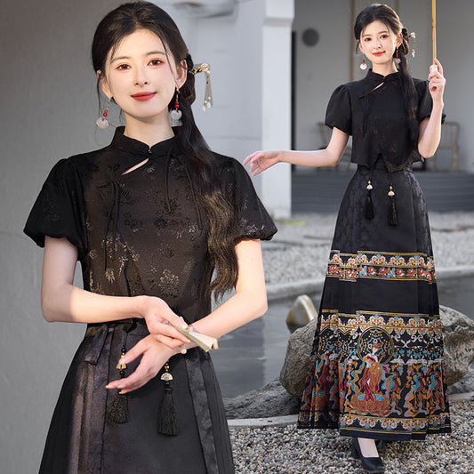 Lookbook Series Plus Size Printing Hanfu 2326+2069 Black