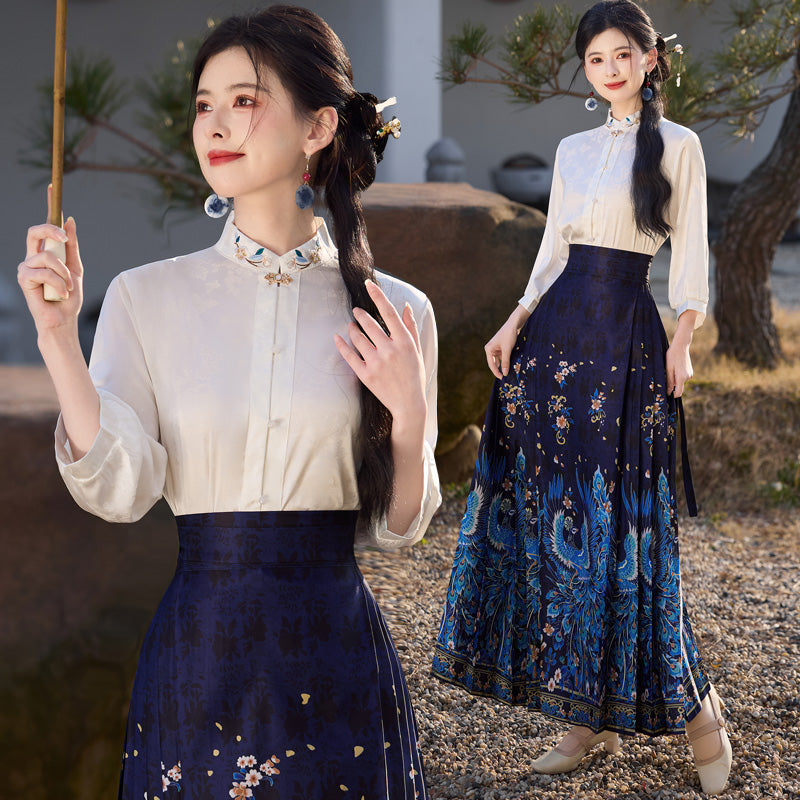 Lookbook Series Plus Size Printing Hanfu 12043+12120 Blue – Hanfu Shop