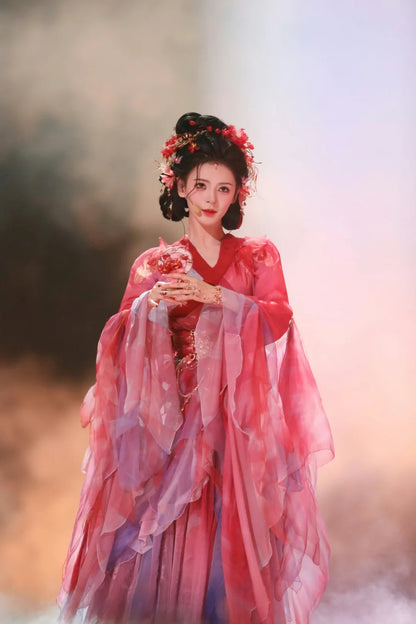 Oriental Aesthetics Series Red Butterfly Dancing Hanfu Dress