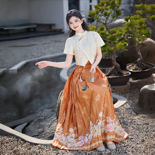 Lookbook Series Plus Size Printing Hanfu 2326+2305 Orange