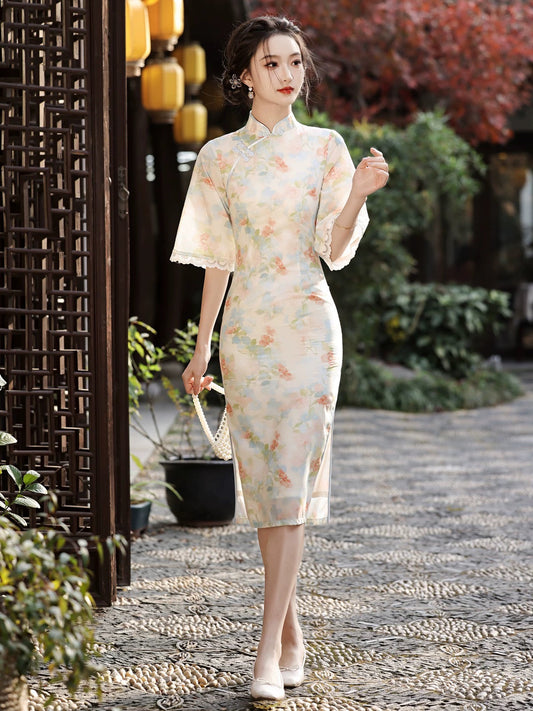 Graceful Hanfu Qipao Cheongsam Dress Skirt, gifts for women 2024