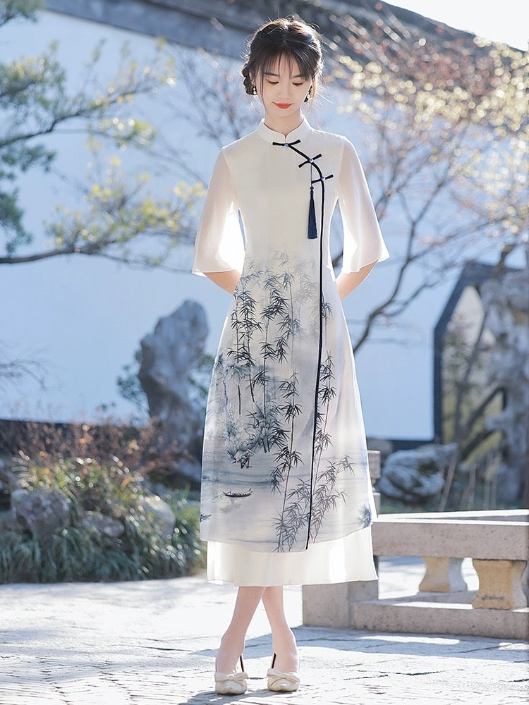 New-style Modern Hanfu Qipao Cheongsam Dress Skirt, gifts for women 2024