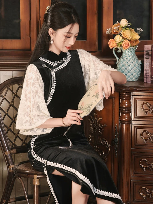 Elegant and Slimming Hanfu Qipao Cheongsam Dress Skirt, gifts for women 2024