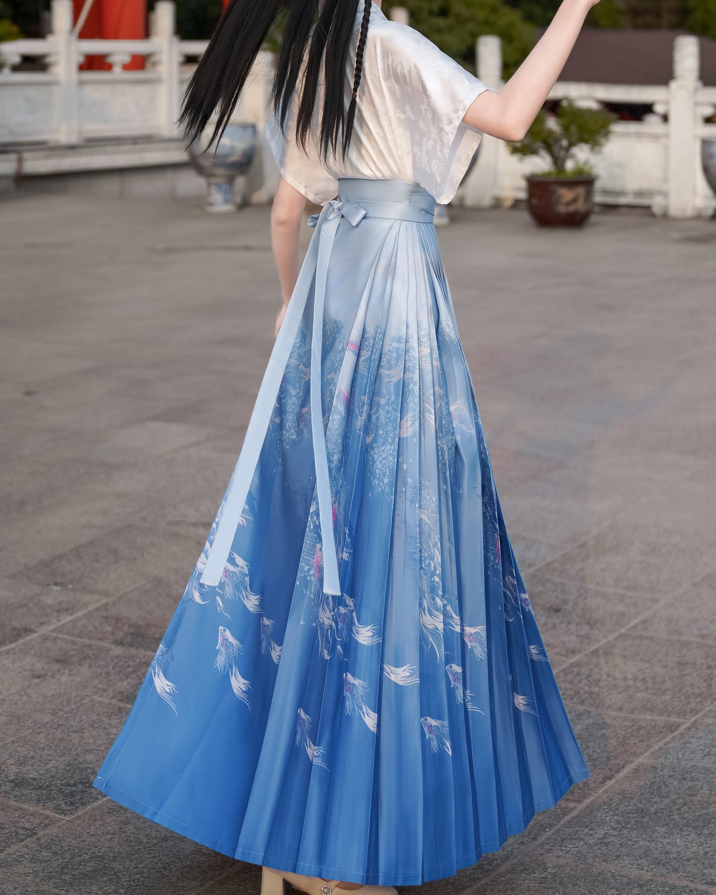 Horse Face High Waist Pleated Hanfu Qipao Cheongsam Dress Skirt, MaMianQun gifts for women 2024 #2302