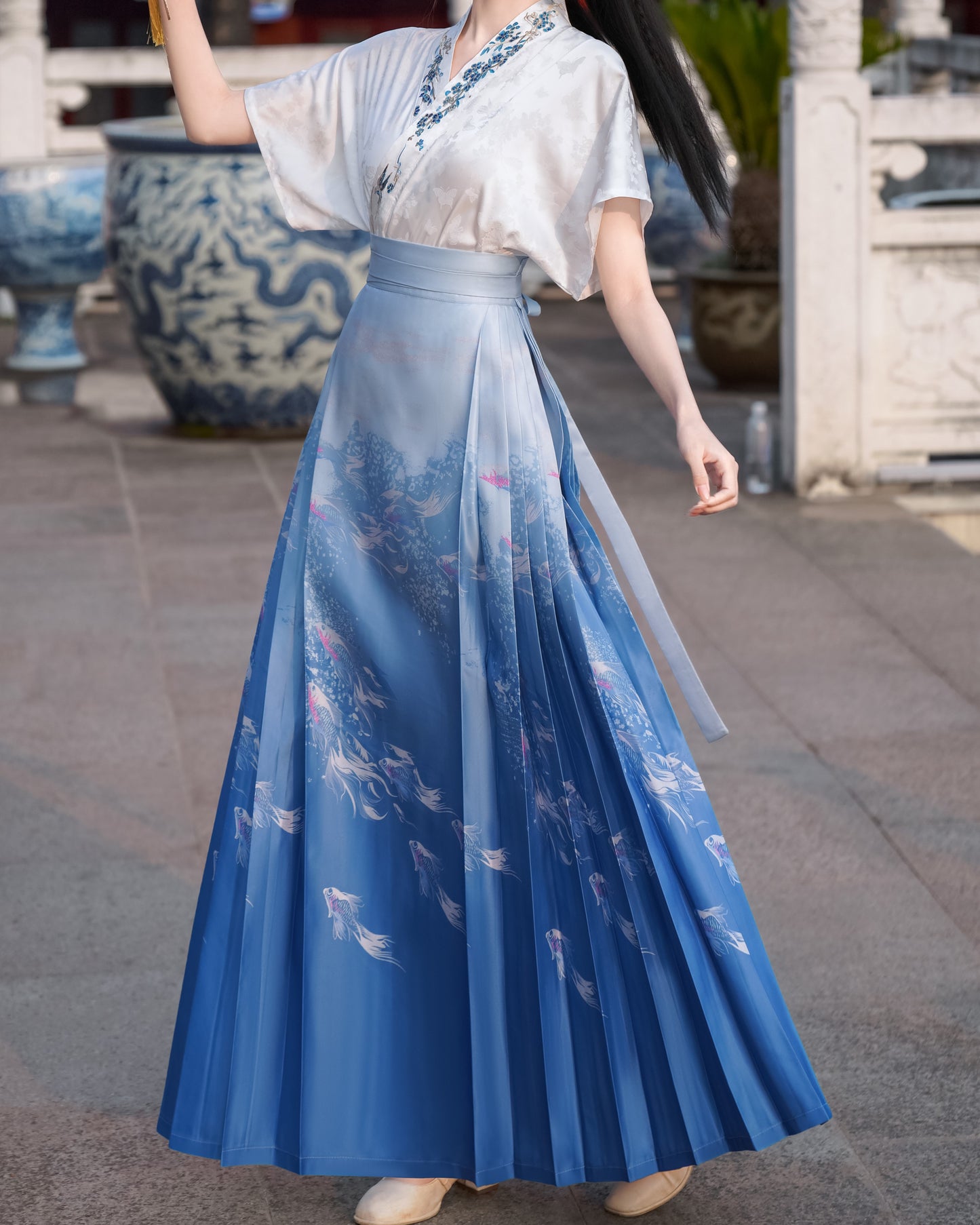 Horse Face High Waist Pleated Hanfu Qipao Cheongsam Dress Skirt, MaMianQun gifts for women 2024 #2302