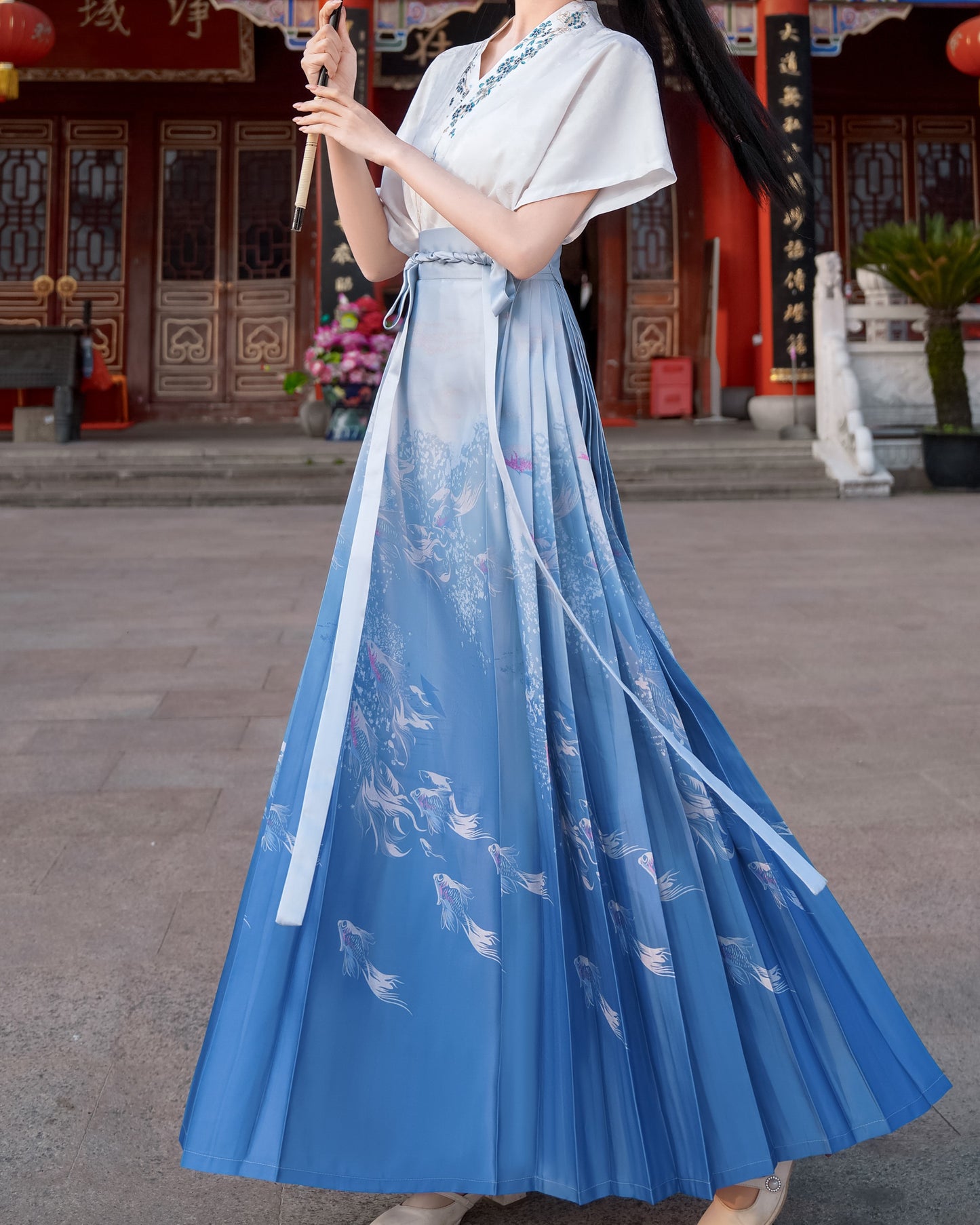 Horse Face High Waist Pleated Hanfu Qipao Cheongsam Dress Skirt, MaMianQun gifts for women 2024 #2302