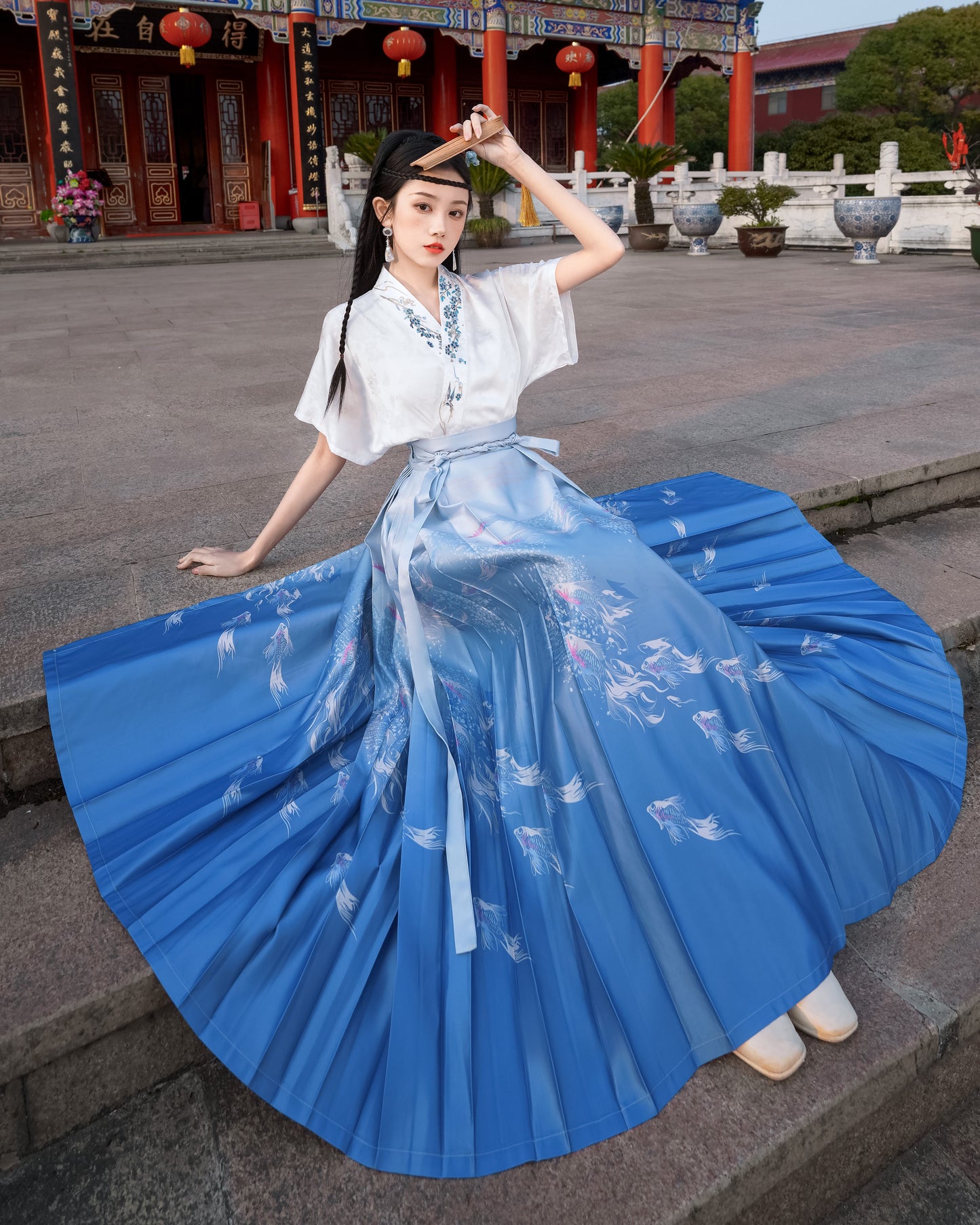 Horse Face High Waist Pleated Hanfu Qipao Cheongsam Dress Skirt, MaMianQun gifts for women 2024 #2302