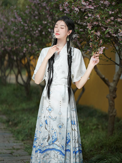 Horse Face High Waist Pleated Hanfu Qipao Cheongsam Dress Skirt, MaMianQun gifts for women 2024 #12113