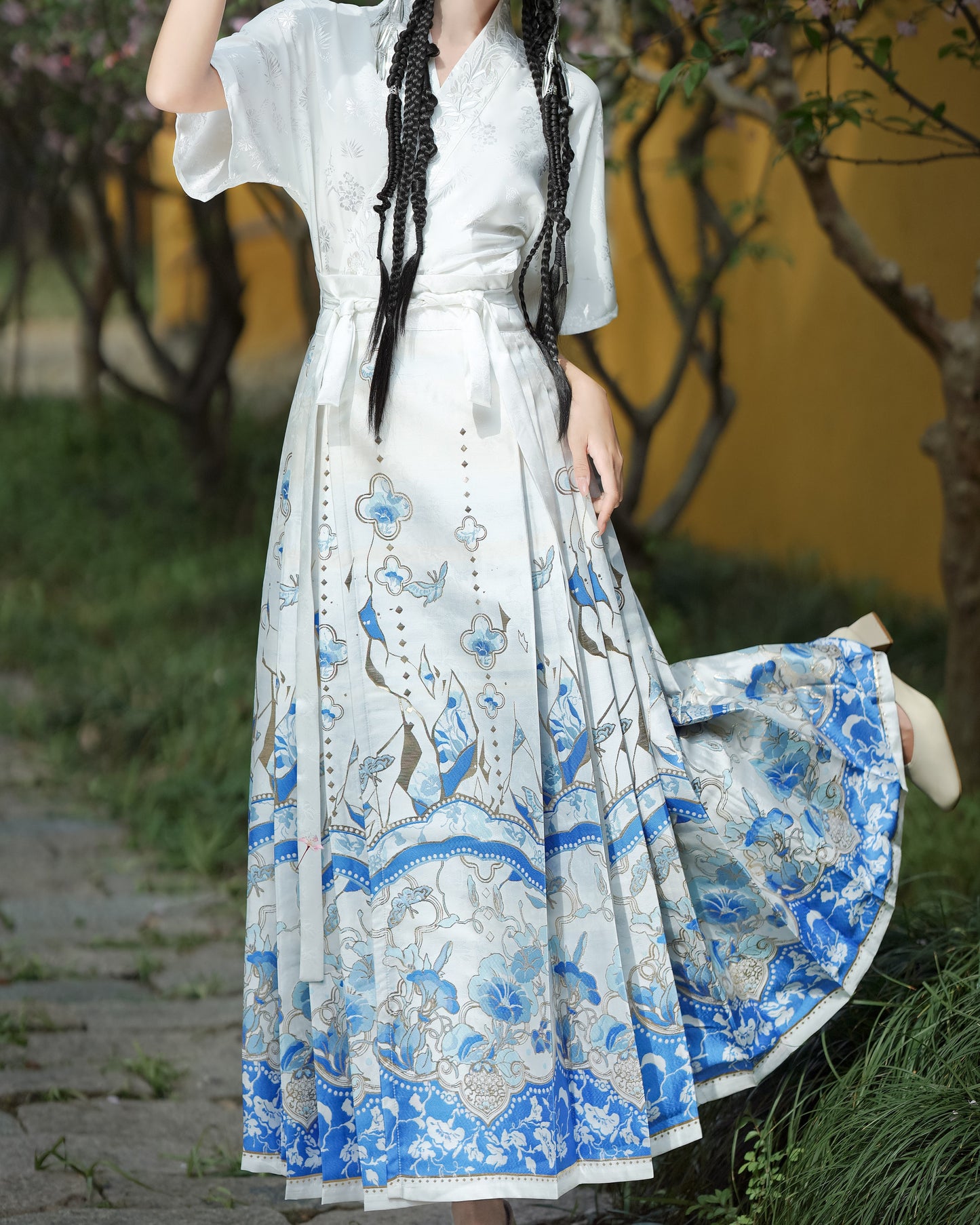 Horse Face High Waist Pleated Hanfu Qipao Cheongsam Dress Skirt, MaMianQun gifts for women 2024 #12113