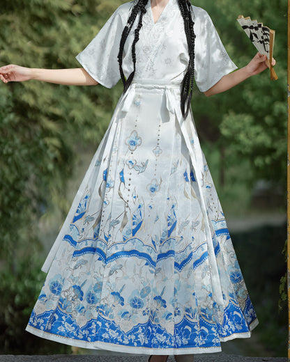 Horse Face High Waist Pleated Hanfu Qipao Cheongsam Dress Skirt, MaMianQun gifts for women 2024 #12113