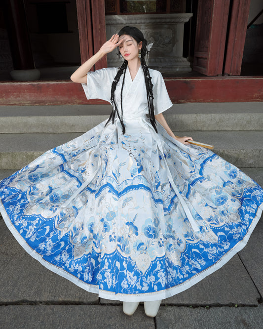 Horse Face High Waist Pleated Hanfu Qipao Cheongsam Dress Skirt, MaMianQun gifts for women 2024 #12113