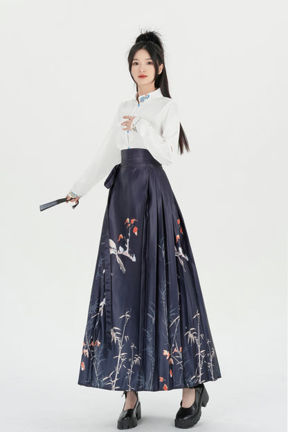 Horse Face High Waist Pleated Hanfu Qipao Cheongsam Dress Skirt, MaMianQun gifts for women 2024  #3701A