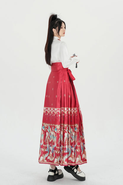 Horse Face High Waist Pleated Hanfu Qipao Cheongsam Dress Skirt, MaMianQun gifts for women 2024  #3706A