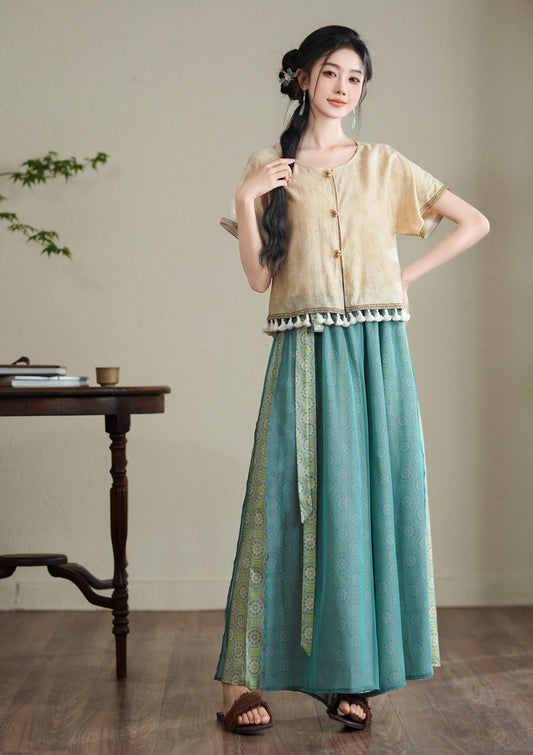 Lookbook Series Plus Size Printing Hanfu 2383+2385 Green