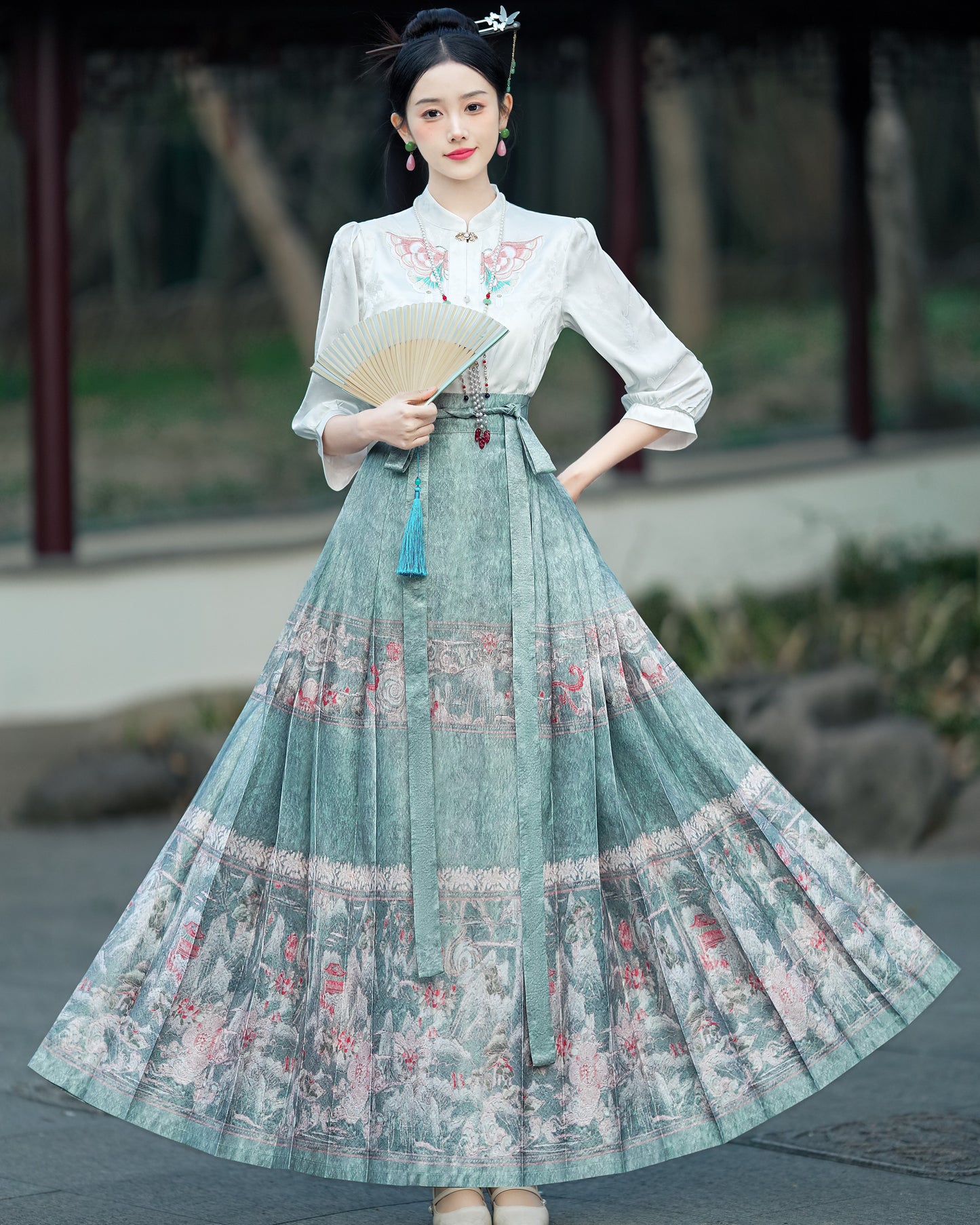 Horse Face High Waist Pleated Hanfu Qipao Cheongsam Dress Skirt, MaMianQun gifts for women 2024 #12173