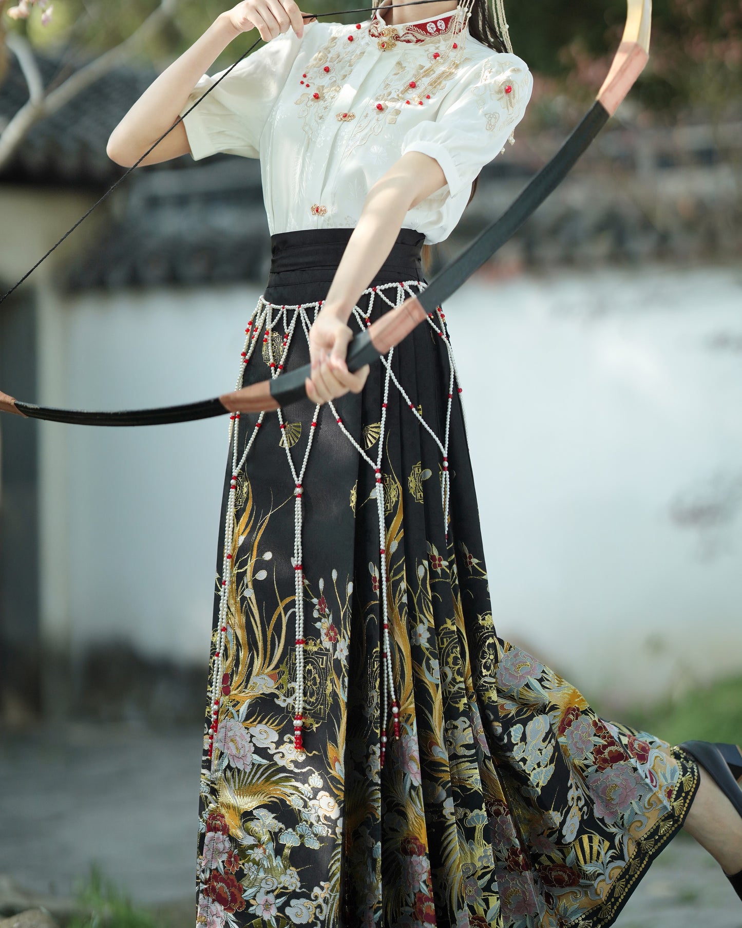 Horse Face High Waist Pleated Hanfu Qipao Cheongsam Dress Skirt, MaMianQun gifts for women 2024 #12169