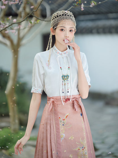 Horse Face High Waist Pleated Hanfu Qipao Cheongsam Dress Skirt, MaMianQun gifts for women 2024 #12186