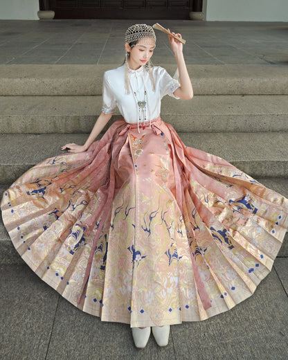 Horse Face High Waist Pleated Hanfu Qipao Cheongsam Dress Skirt, MaMianQun gifts for women 2024 #12186