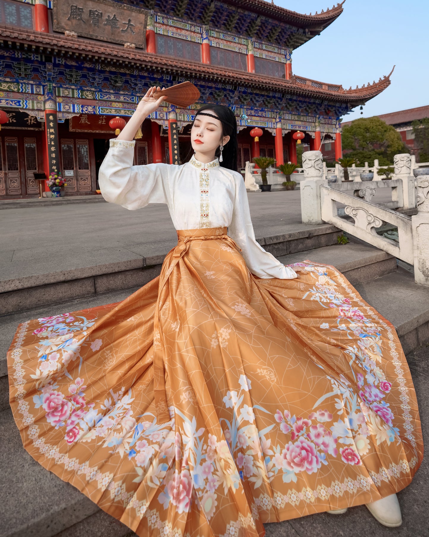 Horse Face High Waist Pleated Hanfu Qipao Cheongsam Dress Skirt, MaMianQun gifts for women 2024 #2305